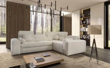 Ecksofa mit Schlaffunktion Viano II crem rechts Designer Ecksofa das sich perfekt in moderne Einrichtungen einfügt