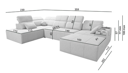 Ecksofa mit Schlaffunktion Tesalia VI honey right modernes und bequemes Ecksofa mit Schiebefunktion der Rückenlehne