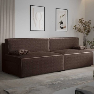 Brandon XL Schlafsofa braun modernes Design und breite Funktionalität dreidimensionalen Stoff mit ausdrucksstarken Streifen