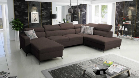 Ecksofa mit Schlaffunktion Savona VI braun links elegantes und bequemes Ecksofa für Wohnzimmer mit zwei Bettkästen 