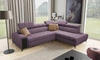 Ecksofa mit Schlaffunktion Bolmso VII violett rechts elegantes Ecksofa für Wohnzimmer mit Schublade und Bettzeugbehälter