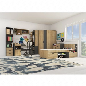 Nano Kindermöbel Set 2 graphit / Eiche riviera ideal für ein trendiges Jugendzimmer