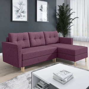 Ecksofa mit Schlaffunktion Telsze violett universal elegantes Ecksofa in skandinavischer Form großes Bettzeugfach