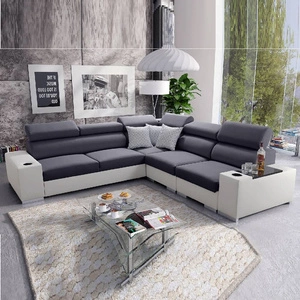 Ecksofa mit Schlaffunktion Provo III graphit / weiß rechtes Ecksofa mit Bettzeugablage und verstellbaren Kopfstützen