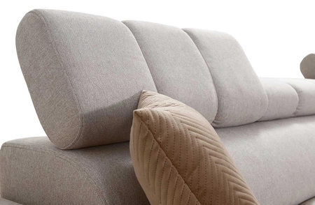 Ecksofa mit Schlaffunktion Bolmso II Senf rechts Ecksofa mit Bettzeugcontainer Vollauszug in der Seite des Möbels