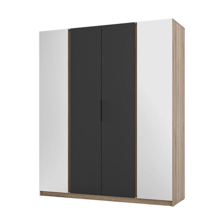Kleiderschrank mit Spiegel Kastano IX 200 cm Eiche evoke / schwarz modernes Design Kleiderschrank gewidmet, um das Schlafzimmer oder Flur Metallgriffe