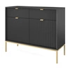 Kommode mit Schubladen Lovro 104 cm schwarz modernes Design wird Liebhaber von ausdrucksstarken Interieur Kommode mit Gold-Accessoires bereichert begeistern
