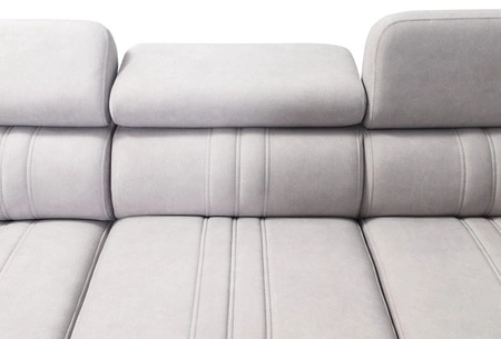 Ecksofa mit Schlaffunktion Castel XI grau Esche linke Ecke bequemes Sofa mit Stauraum für Bettzeug strapazierfähiger Stoff