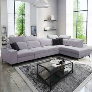 Ecksofa mit Schlaffunktion Kelly Sleek XI grau Esche rechts Stilvolles und bequemes Ecksofa aus strapazierfähigem Webstoff