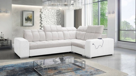 Ecksofa mit Schlaffunktion Luigi II hellbeige/weiß rechtes Ecksofa mit Bettkasten für den täglichen Liegekomfort