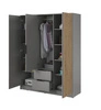 Kleiderschrank Aspen 155 cm Grau / Eiche Artisan Lamellen modernes Design Schranktüren mit dekorativen Lamellen