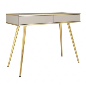Luxuriöse beige Konsole mit Schubladen stilvolle und elegante Schminktisch auf hohen Beinen unterstützt Körper mit Gold trimmen gekrönt