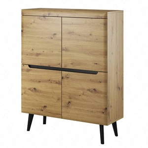 Hohe Kommode Atka 107 cm Eiche handwerklich / schwarz modernes Design Möbel Kante mit speziellen ABS-Furnier getrimmt