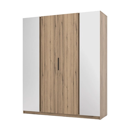 Kleiderschrank mit Spiegel Kastano IX 200 cm Eiche evozieren modernes Design Kleiderschrank gewidmet, um das Schlafzimmer oder Flur Metallgriffe