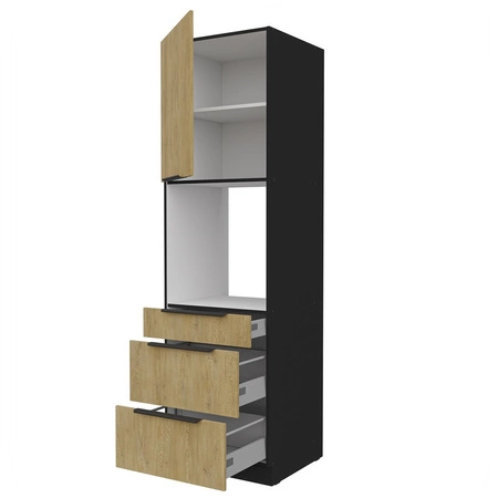 Küchenhochschrank für Einbaubackofen Crotone 60 DPS-210 3S 1F schrank mit Schubladen feuchtigkeitsdichte Metallgriffe