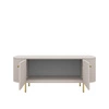 TV Schrank Ovalio 123 cm beige stilvoller TV-Schrank einzigartige ovale Form dekorative Fräsen Metallbasis
