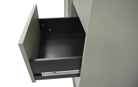 Schubladenkommode Kioto III 84 cm Eukalyptus modernes Design dezente schwarze Griffe Metallrahmen ideale Kommode für Wohnzimmer