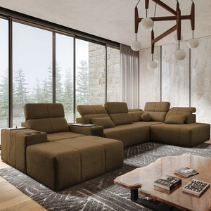 Ecksofa mit Schlaffunktion Tesalia V braun links bequemes Ecksofa mit Schublade und Schiebefunktion der Rückenlehne