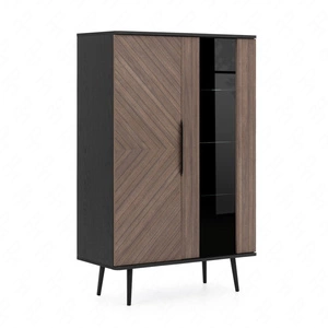 Tullio 90 cm schwarz graphit / Kapitänsdeck Vitrine stilvoll skandinavischen Stil Metallbasis modische Farben