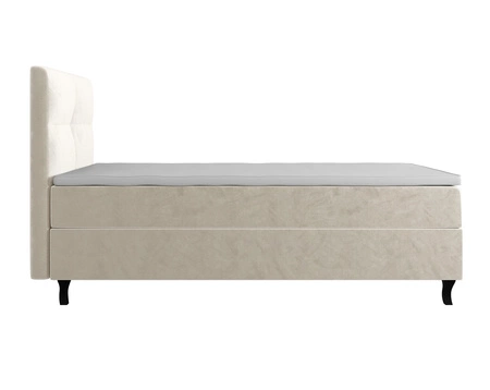 Boxspringbett Melba 90x200 beige Bett im modernen skandinavischen Stil mit gepolstertem Kopfteil Bett mit Staukasten