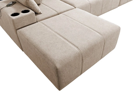 Ecksofa mit Schlaffunktion Tesalia XII grün links modernes Design komfortable Schiebe-Rückenlehne Schublade in der Seite des Möbels