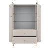 Vitrine Ovalio 123 cm beige Designe rvitrine für das Wohnzimmer in ovaler Form mit dekorativer Fräsung geräumige Schubladen