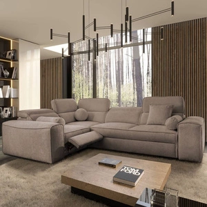 Ecksofa mit Schlaffunktion Viano II Lux hellbraun linkshändig Designer-Ecksofa für das Wohnzimmer mit komfortablem ausziehbarem Fußteil