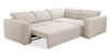 Ecksofa mit Schlaffunktion Cetara II beige rechte Seite stilvolles Design verschiebbare Rückenlehnen verstellbare Kopfstützen und Bettzeugcontainer