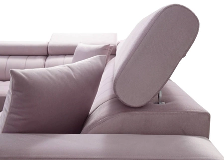 Nausa II Ecksofa mit Schlaffunktion in Graphit links Samt Ziernähte auf der Sitzfläche Ecksofa mit einem Koffer für Bettzeug