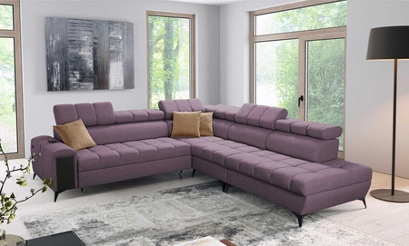 Ecksofa mit Schlaffunktion Bolmso IX lila rechte Seite bequemes stilvolles Ecksofa für Wohnzimmer mit Schublade Bettzeug Container