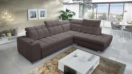 Ecksofa mit Schlaffunktion Luigi VII braun rechte Ecke bequemes Schlafsofa in einer modernen Form