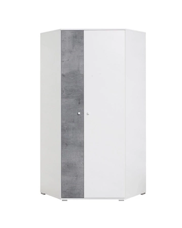 Eckgarderobe Epsilon weiß / Beton ideal für das Jugendzimmer funktionell und geräumig Originalfarben