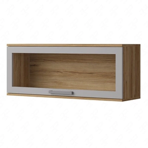 Hängeregal mit Tür Maximus 100 cm Eiche catania modernes Design Kante mit speziellen Furnierelementen aus gehärtetem Sicherheitsglas verkleidet