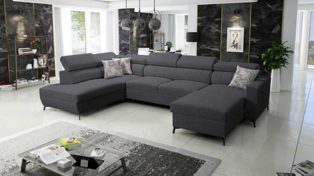 Ecksofa mit Schlaffunktion Savona VI graphit rechts elegantes und bequemes Ecksofa für das Wohnzimmer mit zwei Bettkästen 