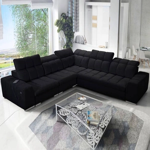 Ecksofa mit Schlaffunktion Luigi III schwarz links bequemes Ecksofa für das Wohnzimmer perfekt für die tägliche Entspannung