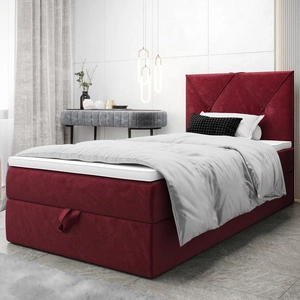 Boxspringbett Arvada 100x200 dunkelrot im modernen skandinavischen Stil mit gepolstertem Kopfteil Bett mit Staukasten