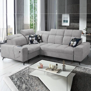 Buffalo II Schlafsofa grau Esche links funktionelles und stilvolles Ecksofa mit verstellbaren Kopfstützen