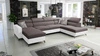Ecksofa mit Schlaffunktion Savona VI braun/weiß links elegantes und bequemes Ecksofa für Wohnzimmer zwei Container für Bettzeug