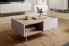 Vellore beige Couchtisch mit Schubladen minimalistisches Design abgesenkt Platte in Eiche Dekor bietet eine originelle Oberfläche