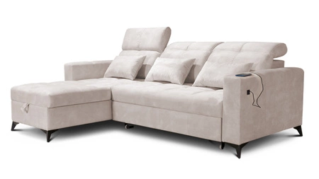 Ecksofa mit Schlaffunktion Laredo grau Esche links komfortables und stilvolles Ecksofa mit Bettzeugcontainer