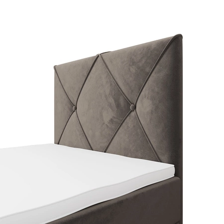 Boxspringbett Arvada 90x200 hellbraun im modernen skandinavischen Stil mit gepolstertem Kopfteil Bett mit Staukasten