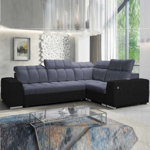 Ecksofa mit Schlaffunktion Luigi II graphit / schwarz rechtes Komfort für die tägliche Entspannung Ecksofa mit Bettkasten