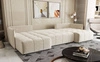 Ecksofa mit Schlaffunktion Oroso U beige Bettzeugcontainer weicher Samtstoff mit hydrophober Beschichtung dekorative Steppung
