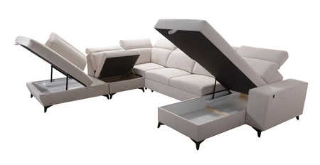 Ecksofa mit Schlaffunktion Kelly Sleek X lavendel rosa rechtes extrem elegantes Ecksofa für Wohnzimmer mit verstellbaren Kopfstützen