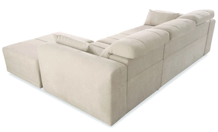 Ecksofa mit Schlaffunktion Cetara beige rechte Seite stilvolles Design komfortable Schiebelehne verstellbare Kopfstützen