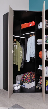 Möbelset Niko schwarz / Eiche / beige ideal für ein Jugend- oder Kinderzimmer in einem trendigen Stil