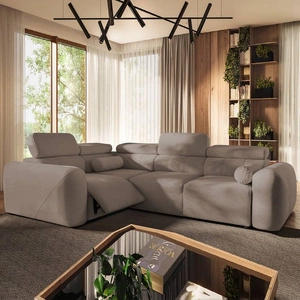 Ecksofa mit Schlaffunktion Cantare II Lux dunkelbeige links Komfort-Ecksofa für Wohnzimmer mit hochklappbarem Fußteil weicher Stoff