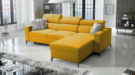 Ecksofa mit Schlaffunktion Savona gelb rechts komfortables und elegantes Ecksofa mit verstellbaren Kopfstützen Ziernaht 