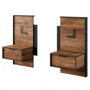 Dover Nachttische Kastanie/Anthrazit mit Schublade moderne Möbelform LED-Beleuchtung idealer Schlafzimmerschrank