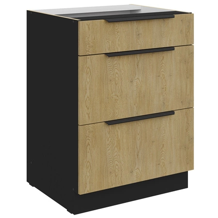 Küchenmöbel Set Crotone 300 cm elegante Küchenschränke mit Metallkantengriffen Schrank mit Ladekorb